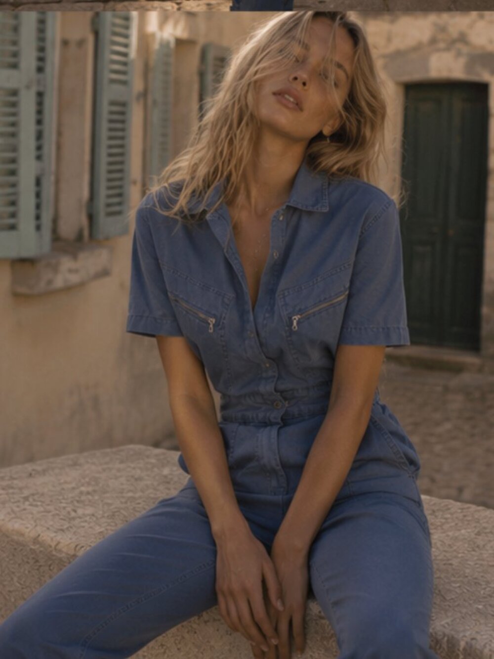 Zara Denim Utility Jumpsuit Blue NWT